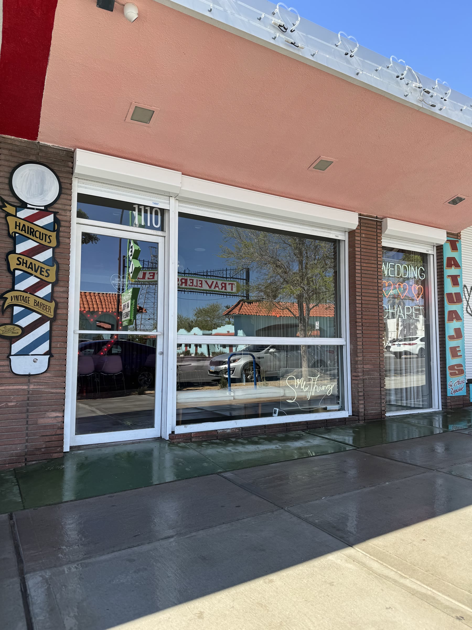 Downtown Las Vegas storefront windows after professional commercial window cleaning
