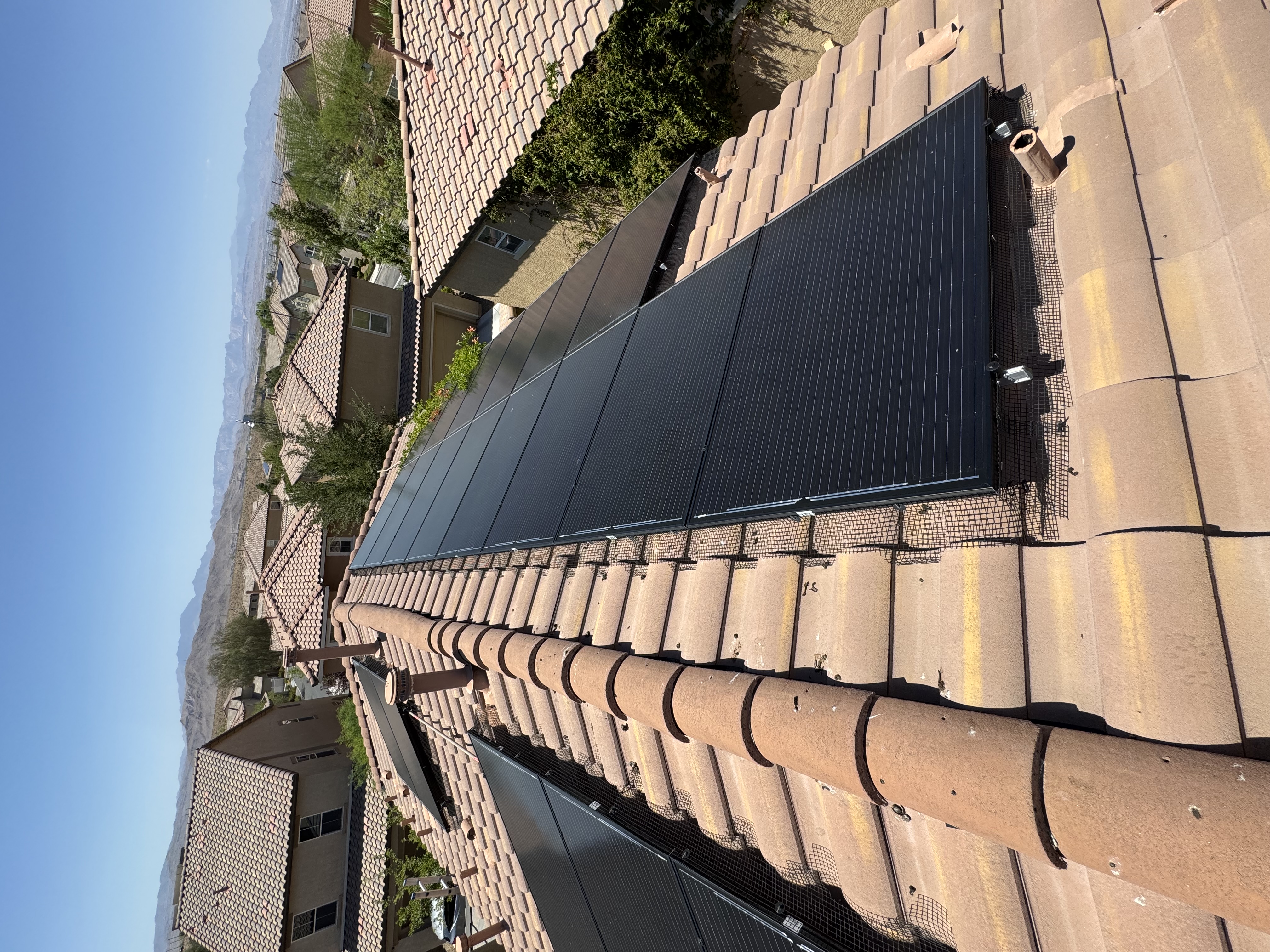 Complete pigeon proofing installation protecting solar panels on a Centennial Hills home