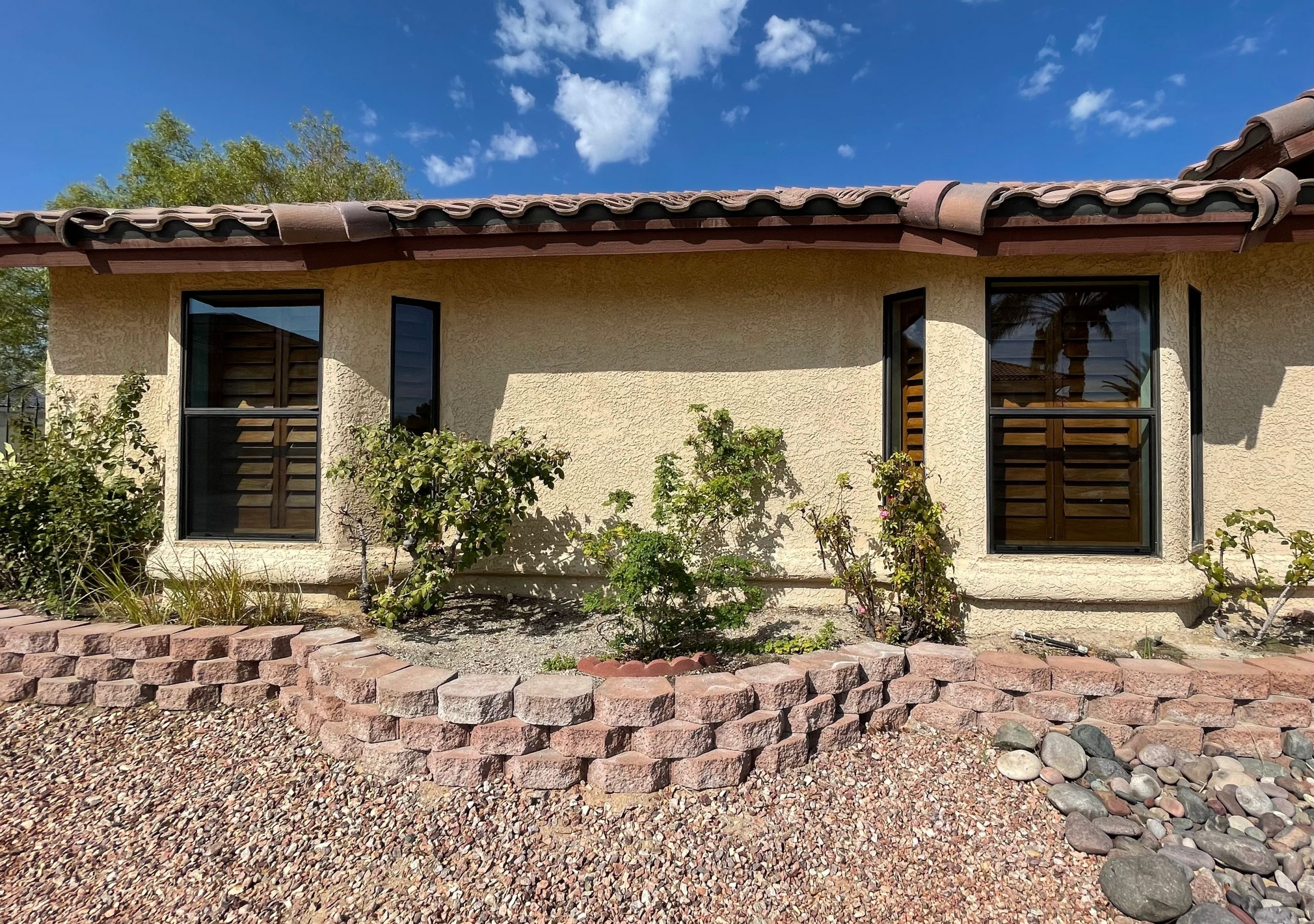 New custom fiberglass window screens installed on a Las Vegas home