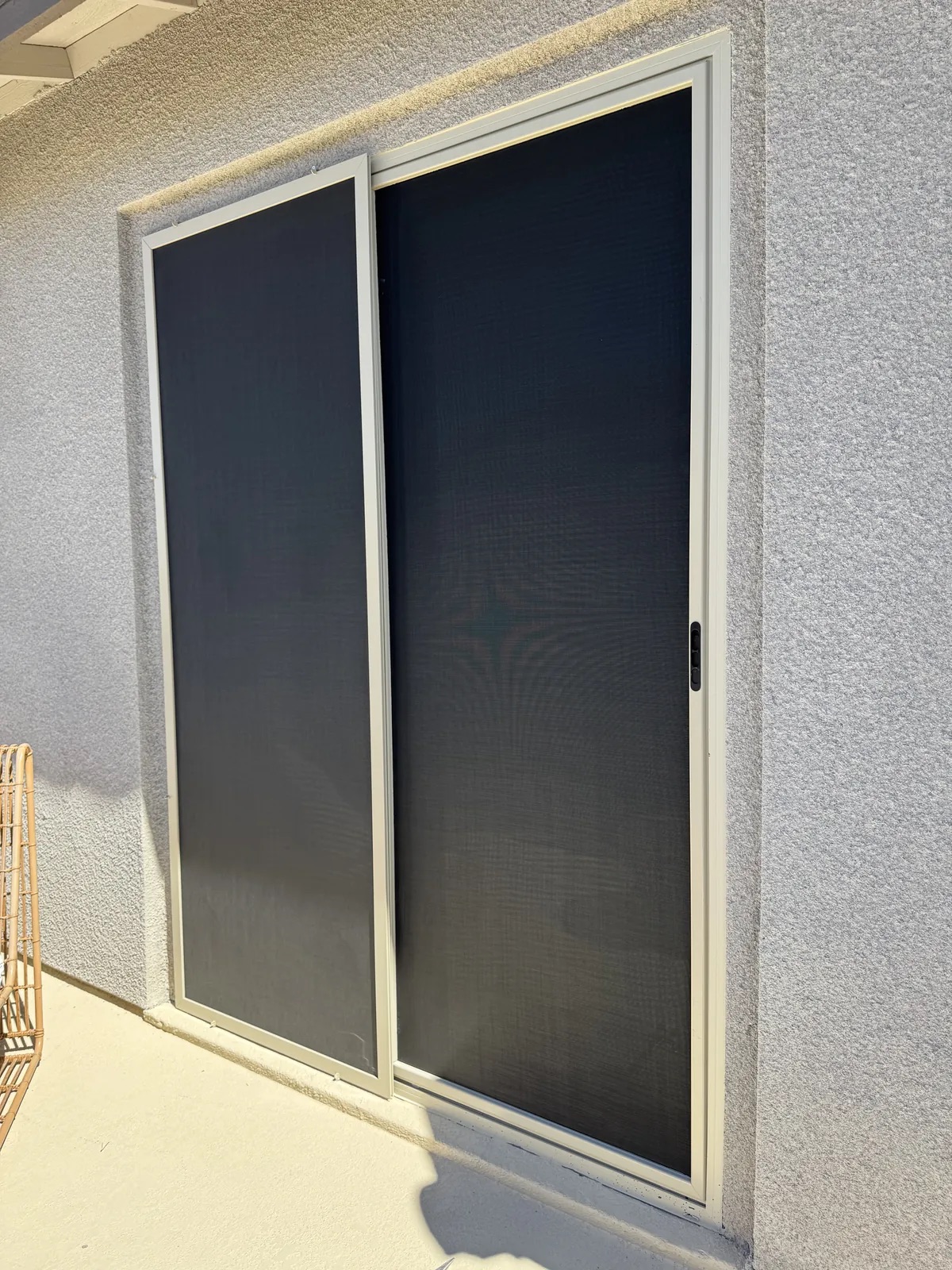 Close-up of custom window screen work for a Las Vegas home