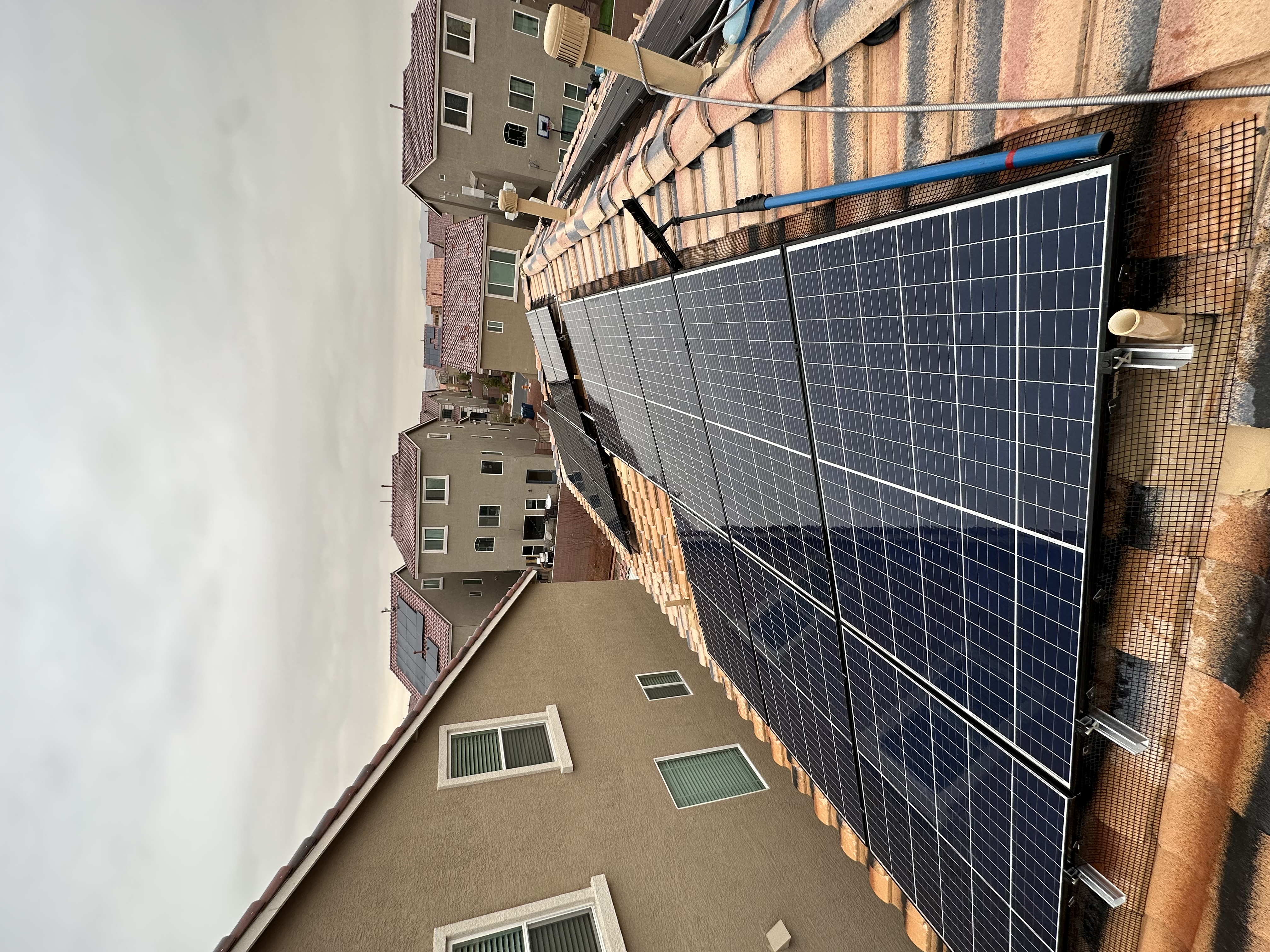 Cleaned solar panels on a Las Vegas tile roof