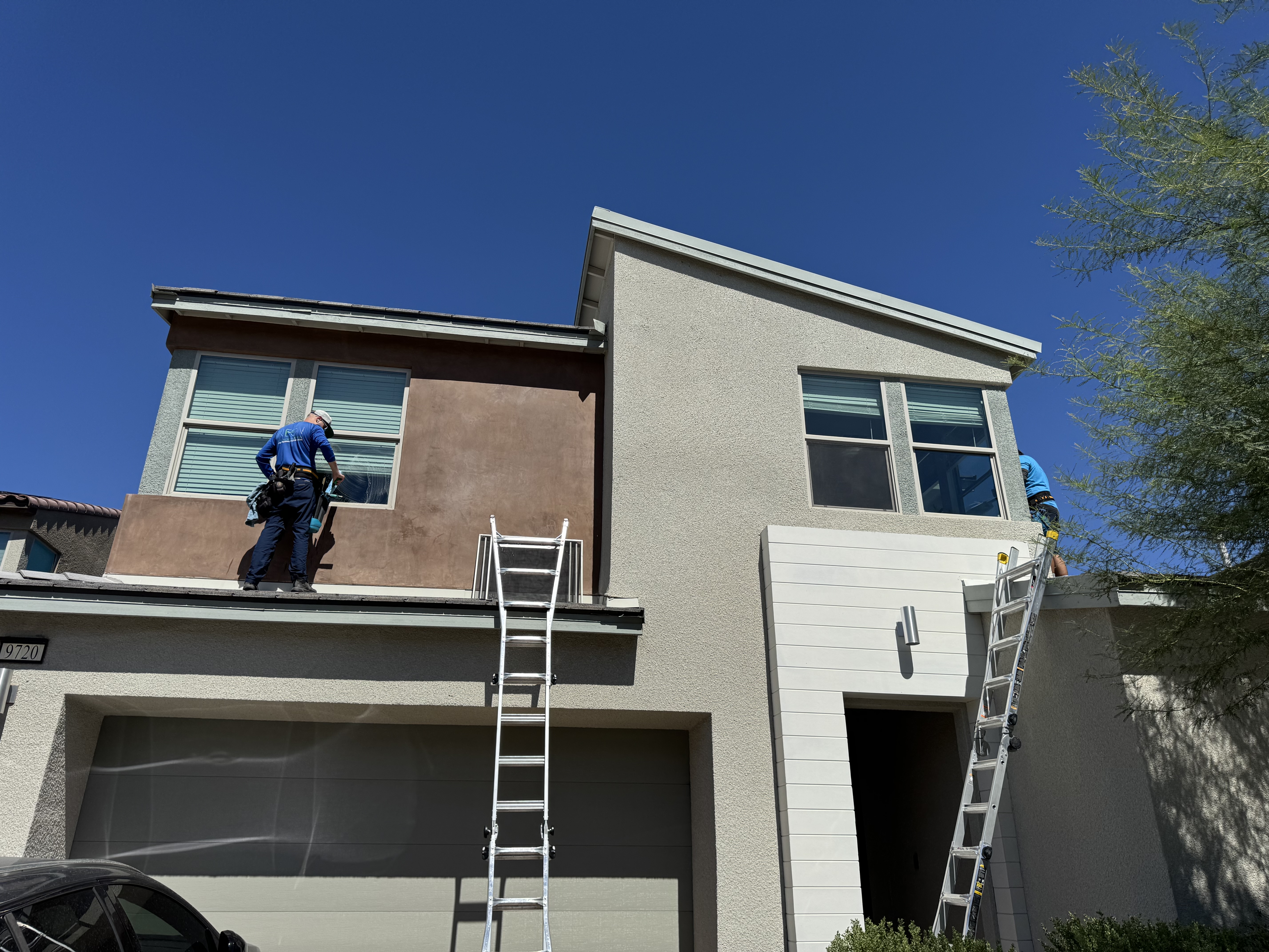 Two-story Spring Valley home with exterior windows freshly cleaned by Neon